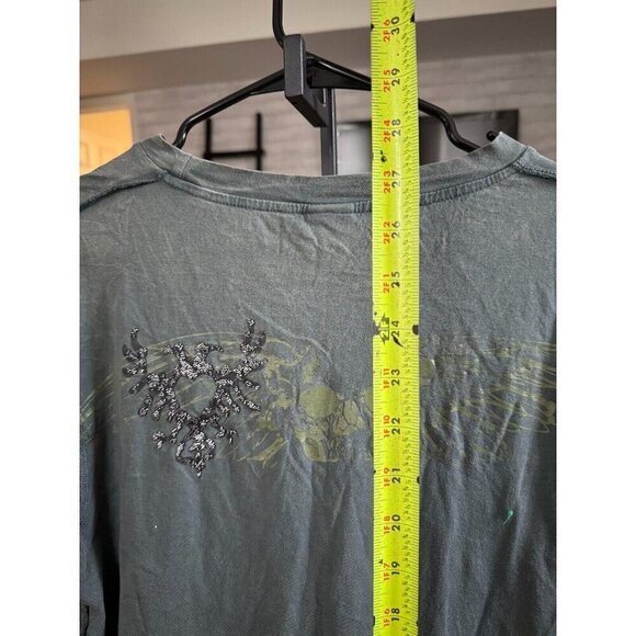 HUGO BOSS Green Sheer Lightweight Crew Neck Long Sleeve Graphic Tee Mens Size XL - Picture 4 of 7